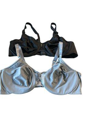 Set of Two Olga Bra Unlined Underwire Size 40C Gray Black Stretchy Satin